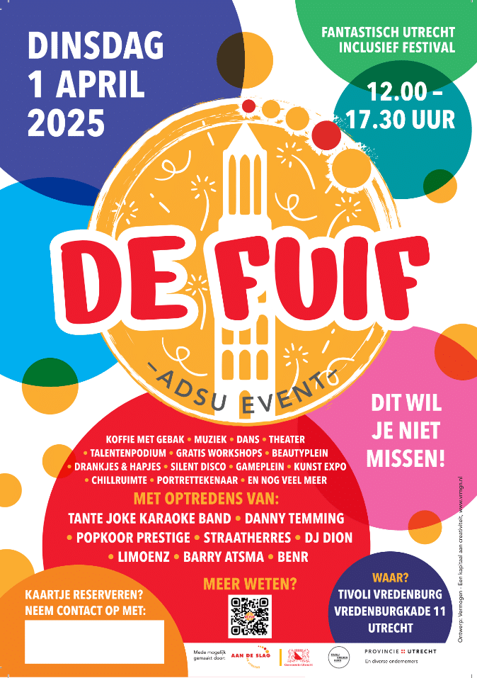 gekleurde flyer met programma van de FUIF 2025