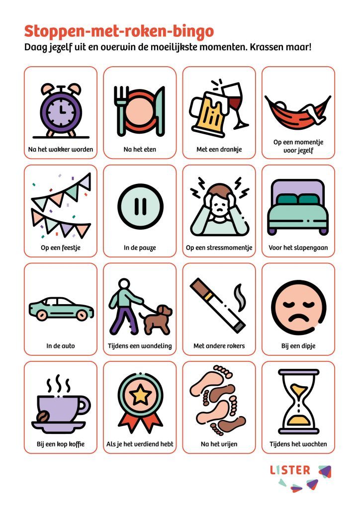 Stoppen met roken - bingokaart