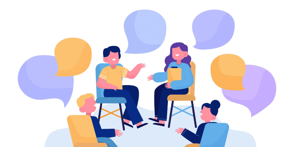 Tekening van kringgesprek