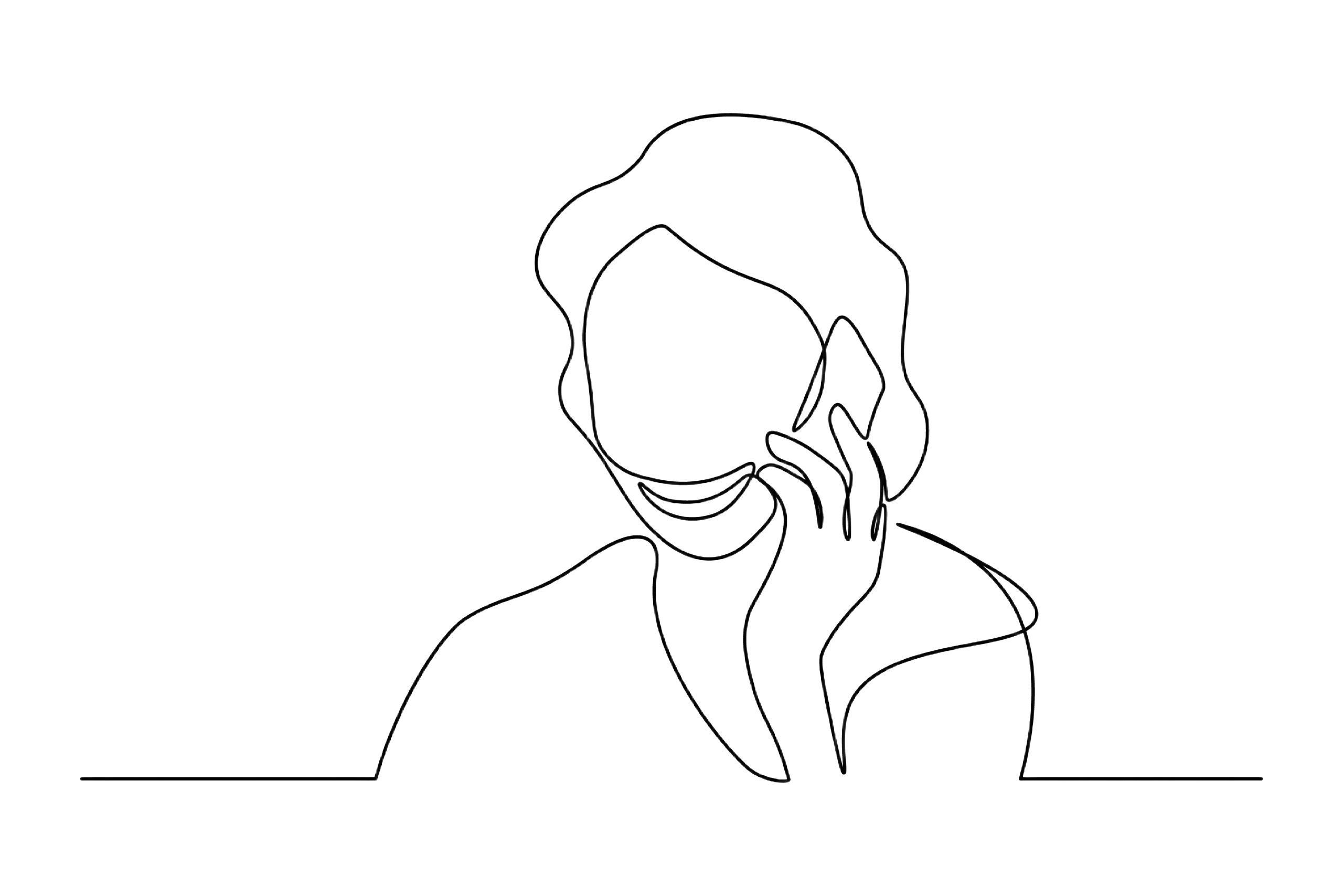 lijntekening van persoon die belt