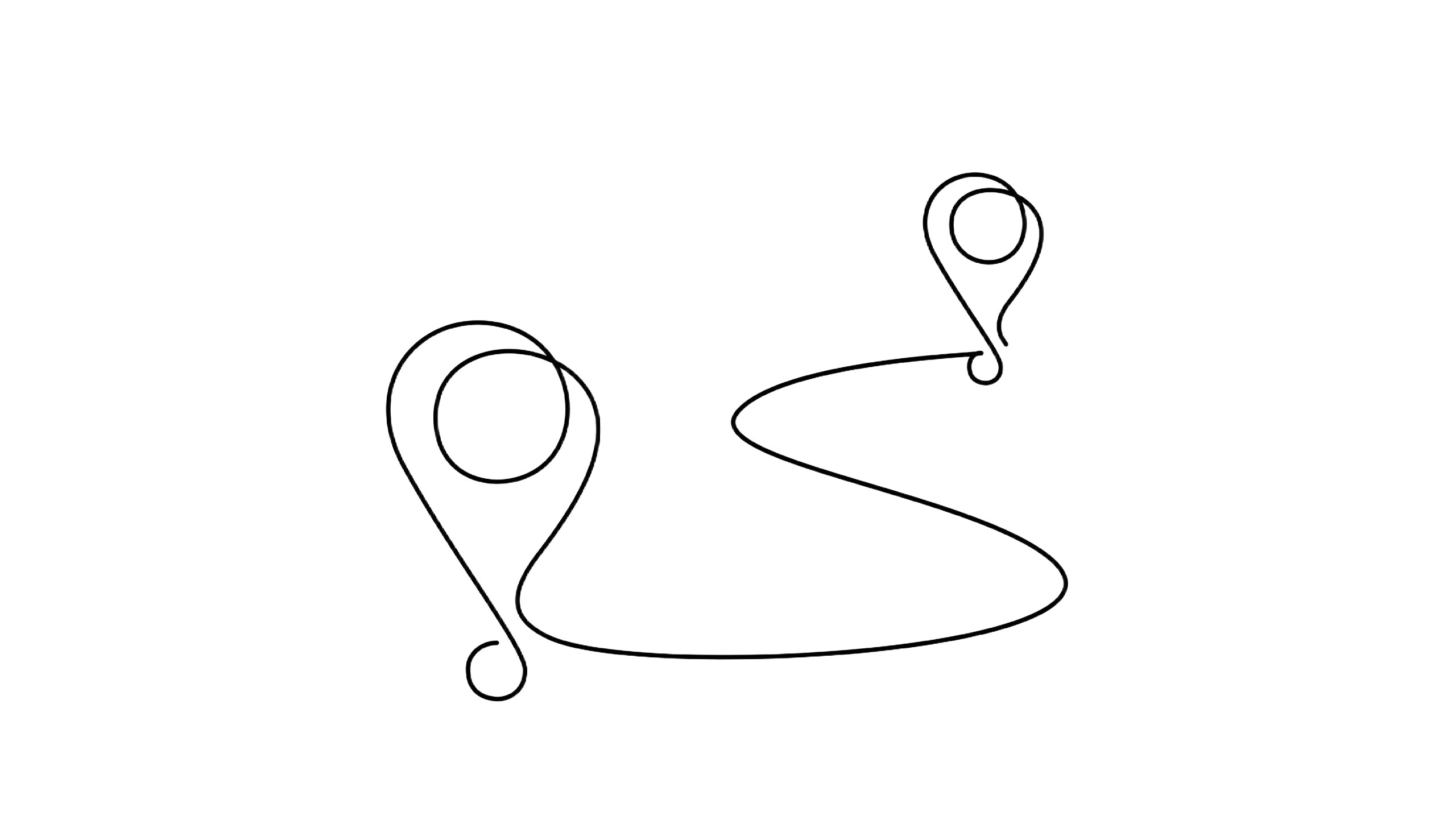 lijntekening van route naar bestemming